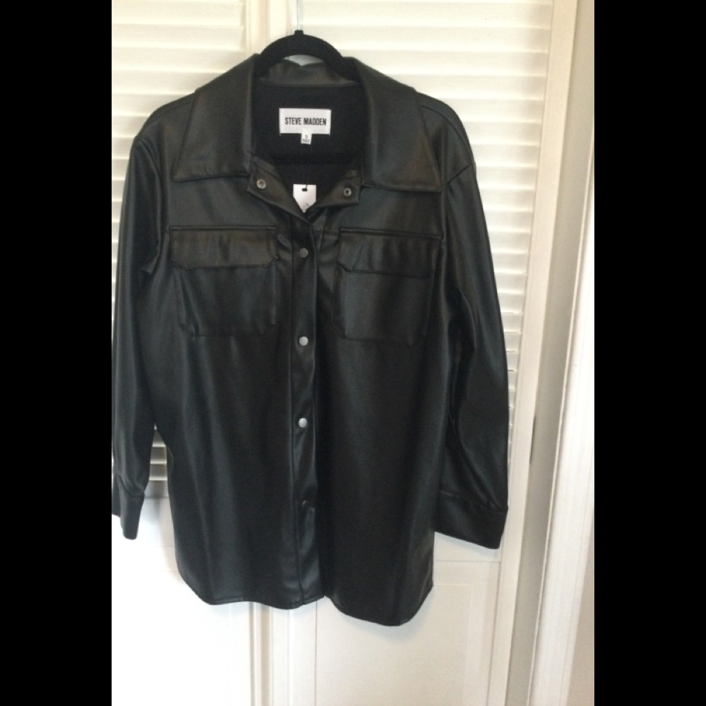 Steve Madden Faux Shacket, Size S, Black - Picture 1 of 6